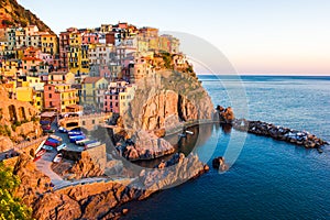 Sunset in Manarola, Cinque Terre, Italy