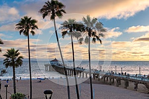 Sunset at Manhattan Beach  in Southern California, Los Angeles.