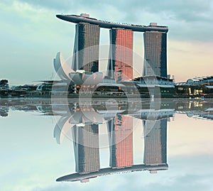 Sunset in marina bay sands singapore