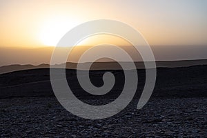 Sunset at Mars Valley or Valle de la Muerte near San Pedro de Atacama, Chile