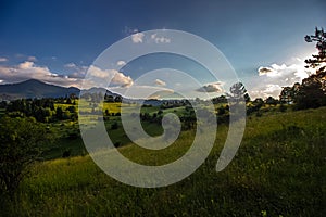 Sunset from the meadows above the village of Gela