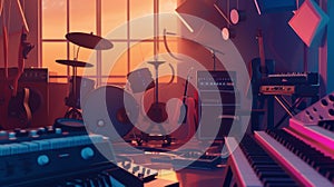 Sunset Melody Music Studio Setup