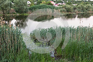 Sunset Mertvovid riverbank in Voznesensk, Ukraine.