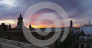 Sunset metropol parasol sunset cathedral view 4k spain