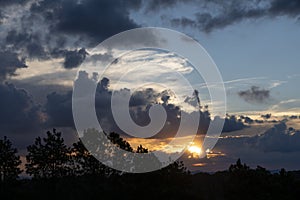 Sunset in the middle of cloudy skies in Brazil