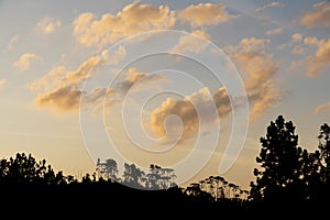 Sunset in the middle of cloudy skies in southeastern Brazil