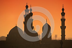 Sunset on minarets of Cairo photo