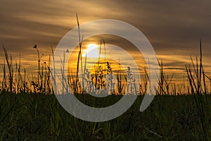 Sunset at a mining area converted in to an amazing landscape in Genk, Belgium