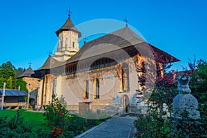 Sunset at the Moldovita monastery in Romania