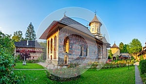 Sunset at the Moldovita monastery in Romania