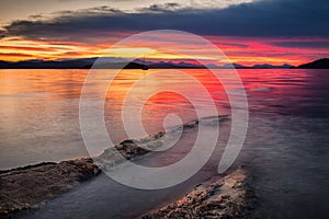 Sunset at Montague Harbour Marine Provincial Park on Galiano Island in the Gulf Islands, British Columbia