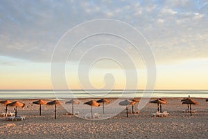 Sunset at Monte Gordo beach, Algarve, Portugal photo