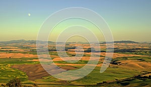 Sunset and moonrise in Palouse