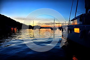 Sunset mooring in Croatia