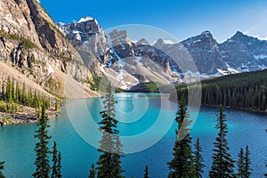 Sunset at Moraine lake in Canadian Rockies, Banff National Park, Canada.