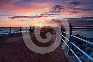Sunset in Morecambe Bay in England photo