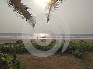 Sunset in Morgim beach, North Goa, India