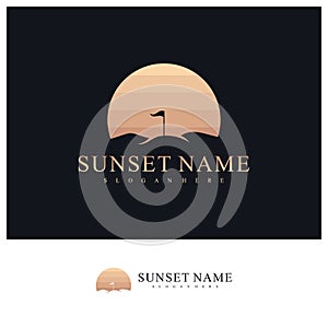 Sunset mount logo design vector template, Golf mount logo concepts illustration