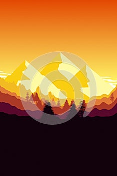Sunset mountain background