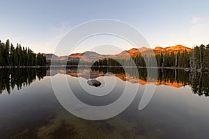 Sunset at a mountain lake