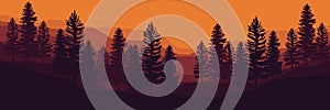 Sunset mountain landscape illustration vector