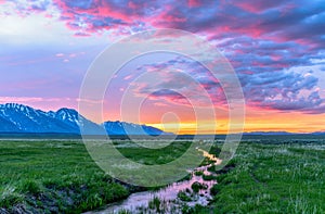 Sunset Mountain Meadow at Grand Teton National Park