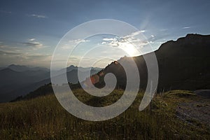 Sunset at mountain Rotwand in Bavaria, Germany