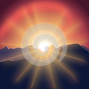 Sunset Mountain Vector