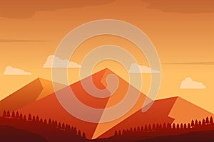 Sunset at mountain vector illustration