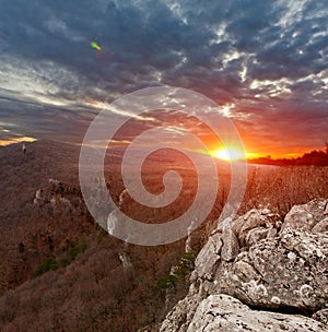 Sunset in mountains