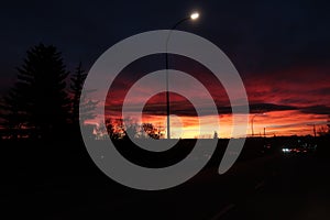 Sunset and mountains and clouds over cochrane alberta canada