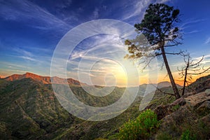 Sunset in the mountains of Gran Canaria island