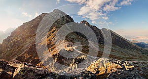 Sunset in mountains in High Tatras, Slovakia