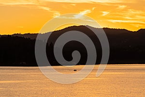 Sunset on The Mountains and Lake Coeur d\' Alene,