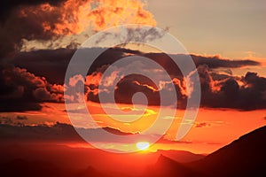 Sunset in the mountains near Antequera, Andalusia photo