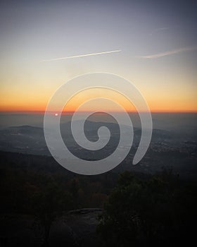 Sunset in the mountains near GuimarÃ£es, Portugal, December 2017 photo