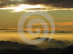 Sunset in the mountains, parque Altos del Lircay, Maule, Chile