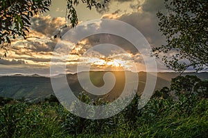 Sunset in the mountains in picada cafÃÂ©