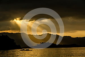 Sunset with mountains and sunray-Philippines