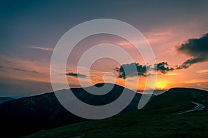 Sunset on mountains, Transalpina, Romania