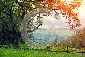 Sunset in the mountains valley