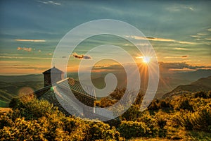 Sunset on mt Nanos above Vipava Valley Slovenia central Europe