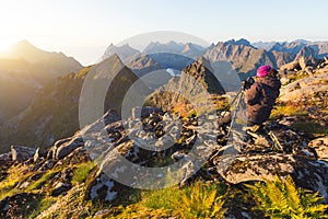 Sunset at Munkebu mountain in Lofoten