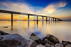 Sunset on My Loi bridge in Vietnam