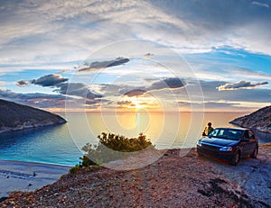 Sunset on Myrtos Beach, Greece, Kefalonia