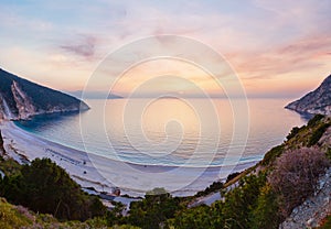 Sunset on Myrtos Beach (Greece, Kefalonia, Ionian Sea