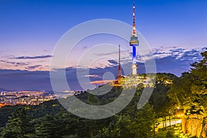 Sunset at Namsan Tower in Seoul,South Korea