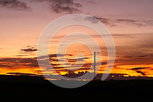 Sunset near Llanelli in Wales