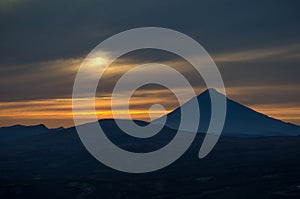 Sunset near Mutnovsky volcano