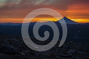 Sunset near Mutnovsky volcano